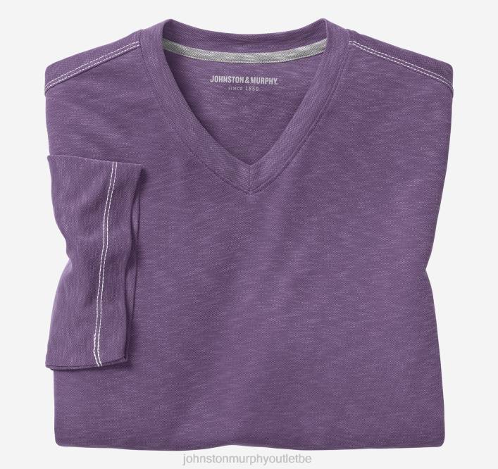 Johnston & Murphy Hommes t-shirt vintage flammé à col en V TXRN714 vêtements violet