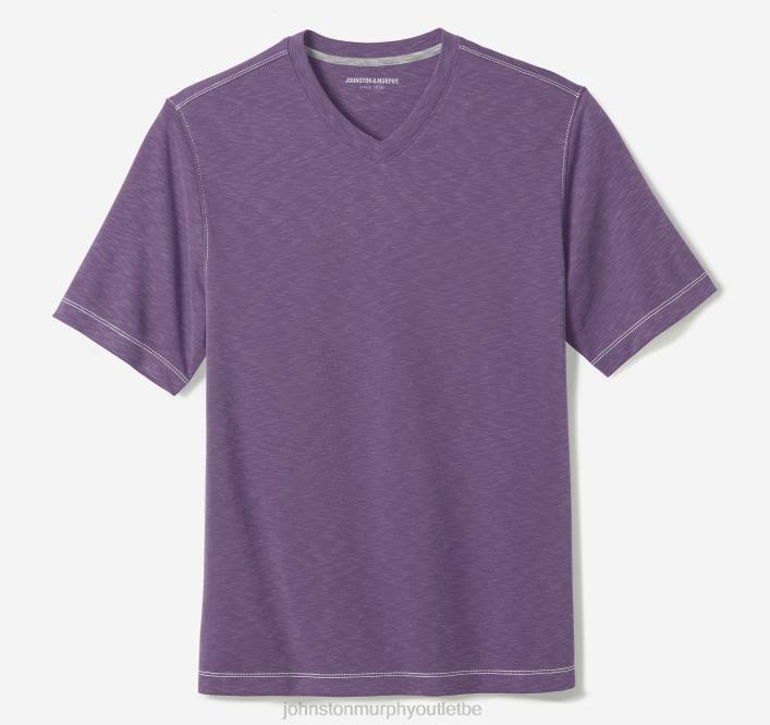 Johnston & Murphy Hommes t-shirt vintage flammé à col en V TXRN714 vêtements violet