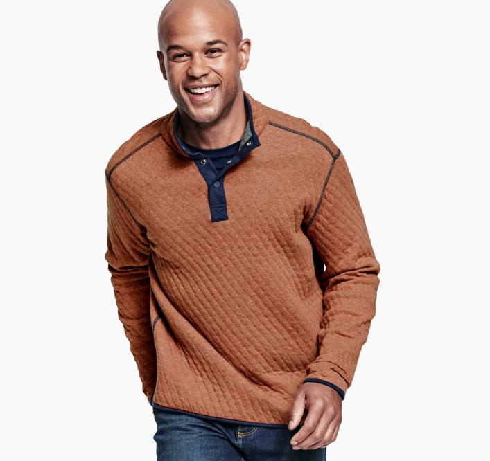 Johnston & Murphy Hommes bouton-pression réversible TXRN765 vêtements rouille/marine chiné