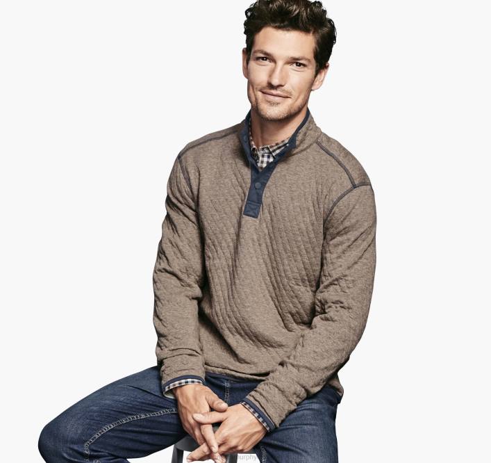 Johnston & Murphy Hommes bouton-pression réversible TXRN847 vêtements marron clair/marine chiné