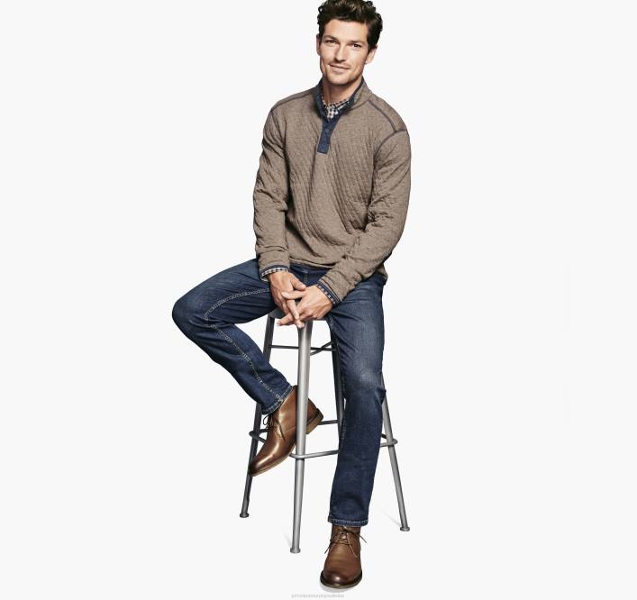 Johnston & Murphy Hommes bouton-pression réversible TXRN847 vêtements marron clair/marine chiné