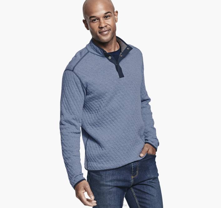 Johnston & Murphy Hommes bouton-pression réversible TXRN848 vêtements bleu clair/gris chiné