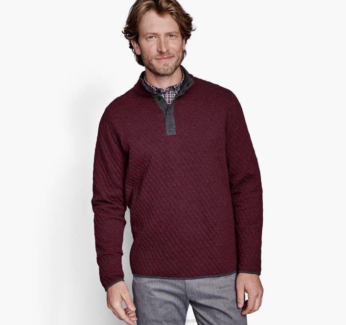 Johnston & Murphy Hommes bouton-pression réversible TXRN849 vêtements rouge/anthracite chiné