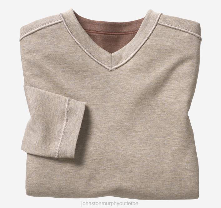 Johnston & Murphy Hommes col en V réversible à manches longues TXRN741 vêtements rouille/gruau