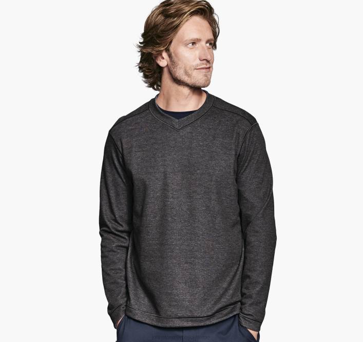 Johnston & Murphy Hommes col en V réversible à manches longues TXRN798 vêtements anthracite/bleu