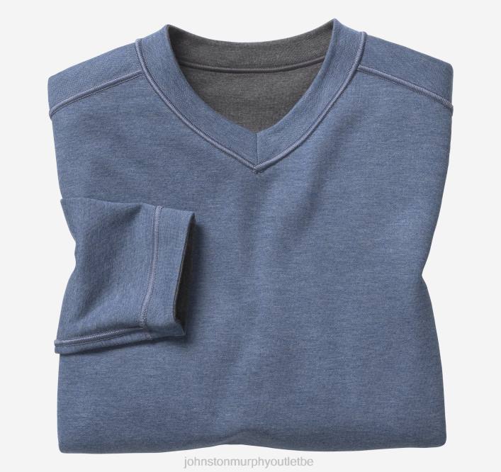 Johnston & Murphy Hommes col en V réversible à manches longues TXRN798 vêtements anthracite/bleu