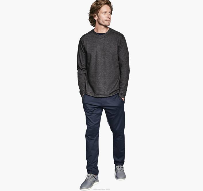 Johnston & Murphy Hommes col en V réversible à manches longues TXRN798 vêtements anthracite/bleu