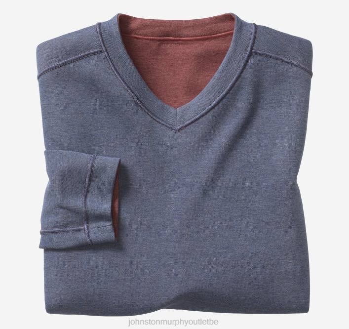 Johnston & Murphy Hommes col en V réversible à manches longues TXRN801 vêtements bleu baie