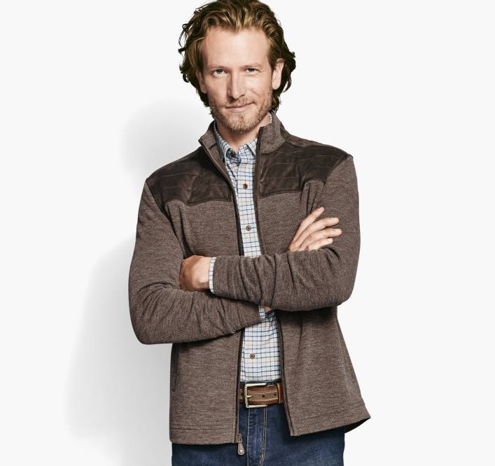 Johnston & Murphy Hommes empiècement matelassé et fermeture éclair TXRN888 vêtements brun