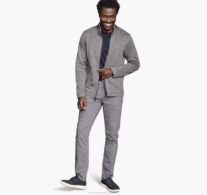 Johnston & Murphy Hommes fermeture éclair complète côtelée chinée TXRN744 vêtements bleu marine/gris