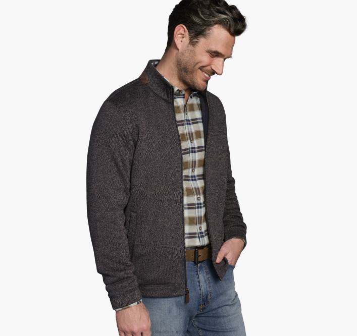 Johnston & Murphy Hommes fermeture éclair complète côtelée chinée TXRN810 vêtements bleu marine/marron