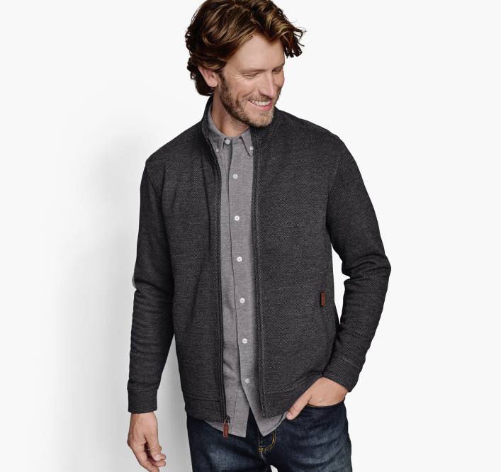 Johnston & Murphy Hommes fermeture éclair intégrale brossée en forme d'oeil d'oiseau TXRN859 vêtements charbon