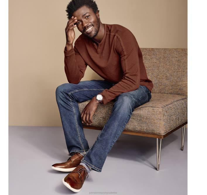 Johnston & Murphy Hommes pull à col fendu TXRN872 vêtements orange