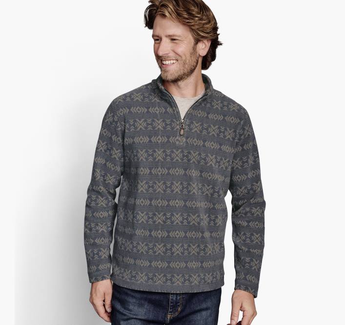 Johnston & Murphy Hommes quart de zip en molleton imprimé TXRN807 vêtements imprimé aztèque bleu marine