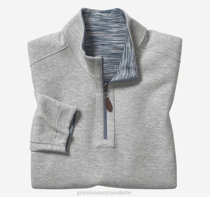 Johnston & Murphy Hommes quart de zip réversible teint par espacement TXRN813 vêtements bleu/gris chiné