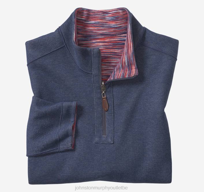 Johnston & Murphy Hommes quart de zip réversible teint par espacement TXRN814 vêtements rouge/marine