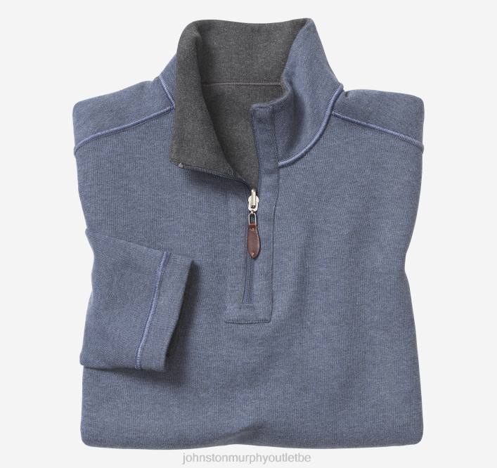 Johnston & Murphy Hommes quart de zip réversible uni TXRN623 vêtements anthracite/bleu