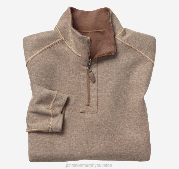 Johnston & Murphy Hommes quart de zip réversible uni TXRN704 vêtements rouille/gruau