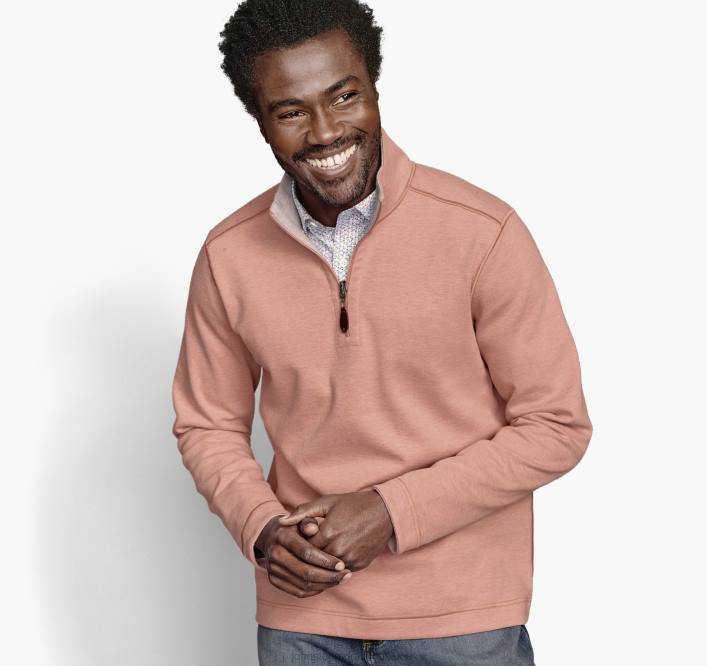 Johnston & Murphy Hommes quart de zip réversible uni TXRN706 vêtements orange/bleu clair
