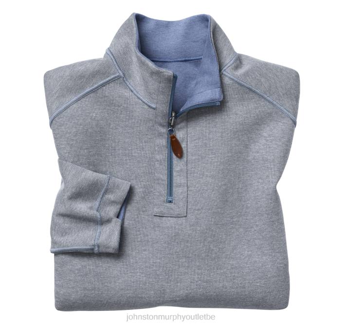 Johnston & Murphy Hommes quart de zip réversible uni TXRN833 vêtements bleu/gris clair