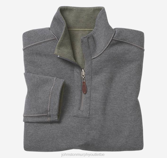 Johnston & Murphy Hommes quart de zip réversible uni TXRN834 vêtements olive/charbon