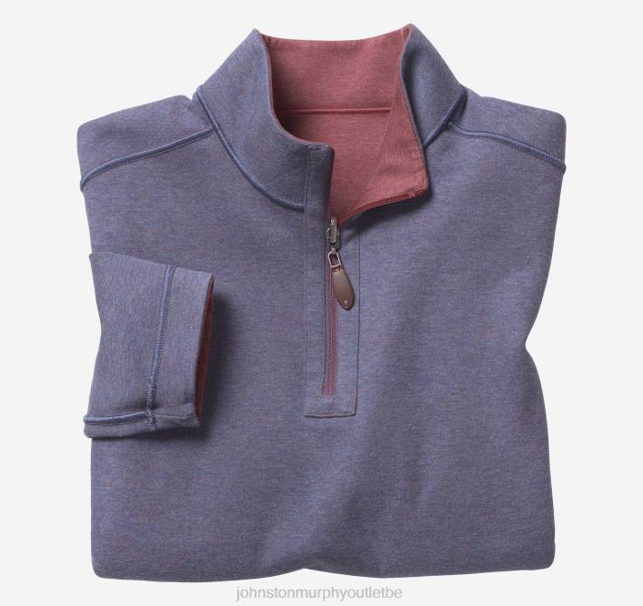 Johnston & Murphy Hommes quart de zip réversible uni TXRN835 vêtements bleu baie