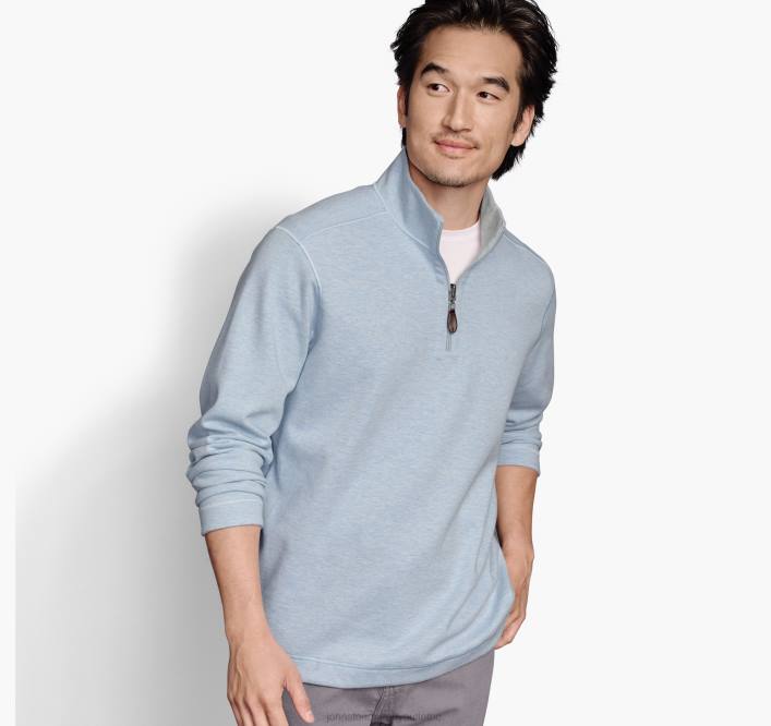 Johnston & Murphy Hommes quart de zip réversible uni TXRN836 vêtements bleu clair/gris clair