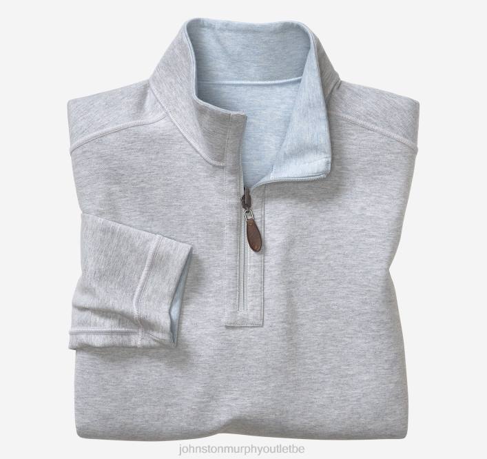 Johnston & Murphy Hommes quart de zip réversible uni TXRN836 vêtements bleu clair/gris clair