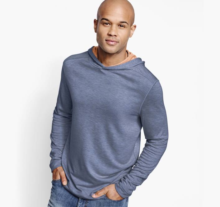 Johnston & Murphy Hommes sweat à capuche réversible en maille TXRN558 vêtements bleu marine/orange
