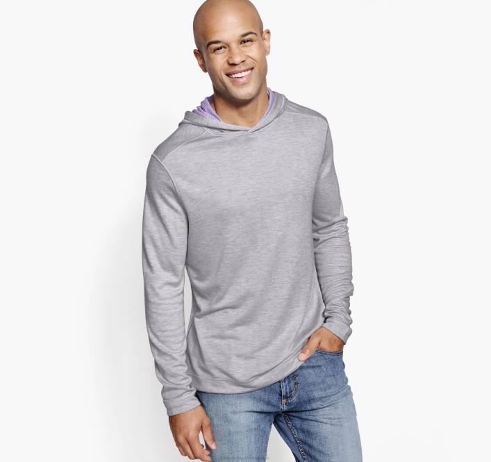 Johnston & Murphy Hommes sweat à capuche réversible en maille TXRN582 vêtements gris/lavande