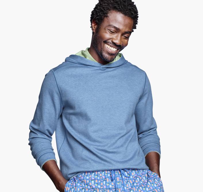 Johnston & Murphy Hommes sweat à capuche réversible en maille TXRN684 vêtements bleu/citron vert