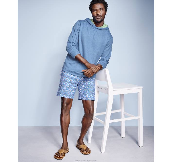 Johnston & Murphy Hommes sweat à capuche réversible en maille TXRN684 vêtements bleu/citron vert