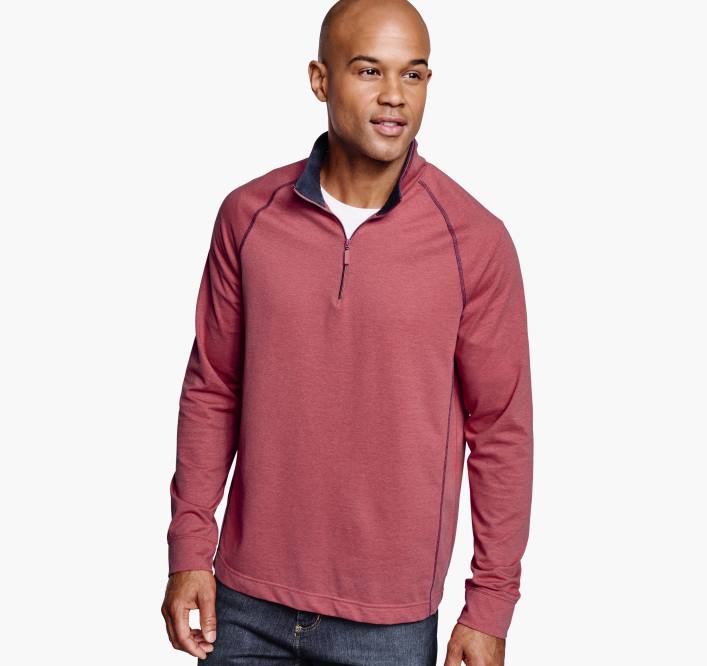 Johnston & Murphy Hommes xc4 raglan quart de zip TXRN542 vêtements rouge