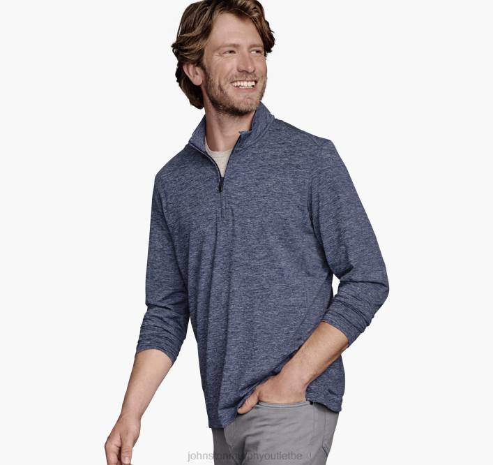 Johnston & Murphy Hommes zip quart de performance chiné xc4 TXRN793 vêtements marine