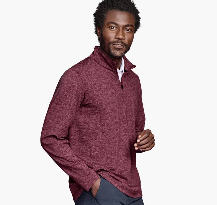 Johnston & Murphy Hommes zip quart de performance chiné xc4 TXRN794 vêtements rouge