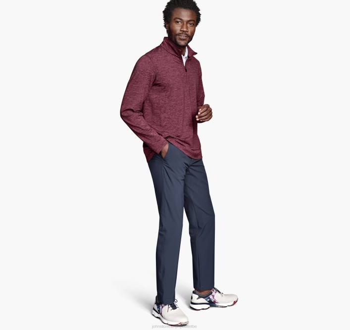 Johnston & Murphy Hommes zip quart de performance chiné xc4 TXRN794 vêtements rouge