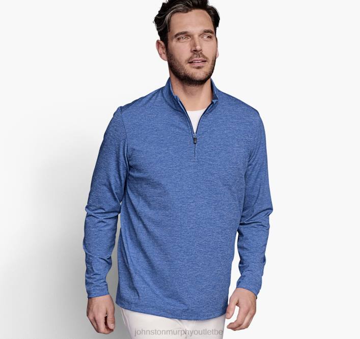 Johnston & Murphy Hommes zip quart de performance chiné xc4 TXRN901 vêtements bleu