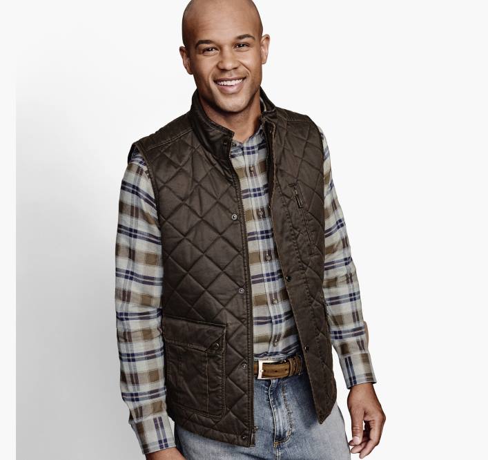 Johnston & Murphy Hommes gilet en coton ancien TXRN878 vêtements brun