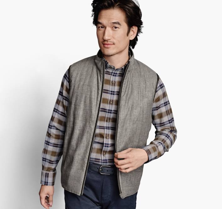 Johnston & Murphy Hommes gilet réversible TXRN891 vêtements taupe/marine