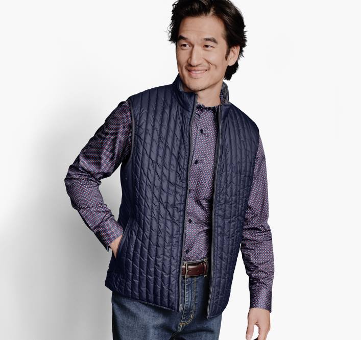 Johnston & Murphy Hommes gilet réversible TXRN891 vêtements taupe/marine