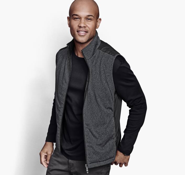 Johnston & Murphy Hommes gilet réversible xc4 TXRN711 vêtements noir/gris chiné