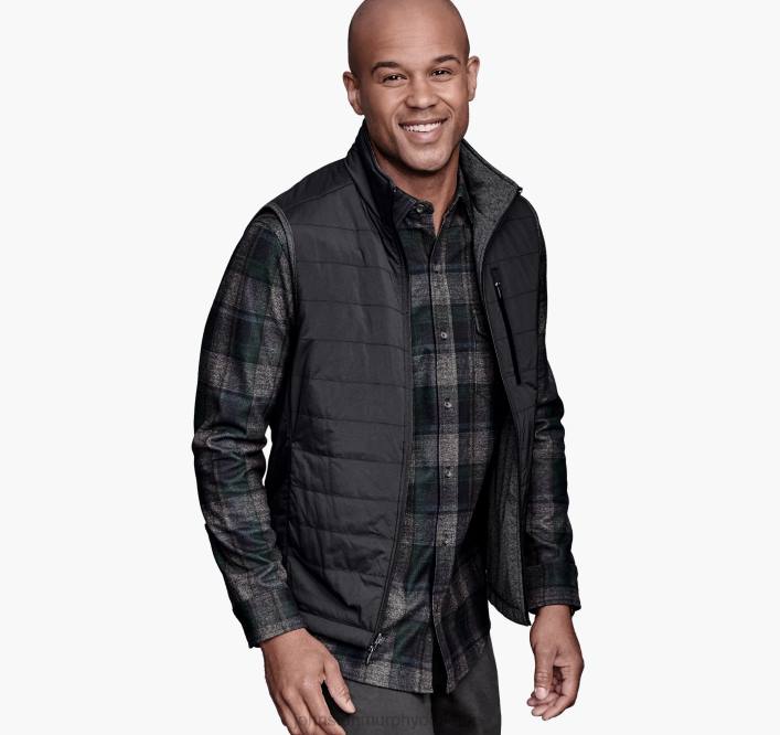 Johnston & Murphy Hommes gilet réversible xc4 TXRN711 vêtements noir/gris chiné