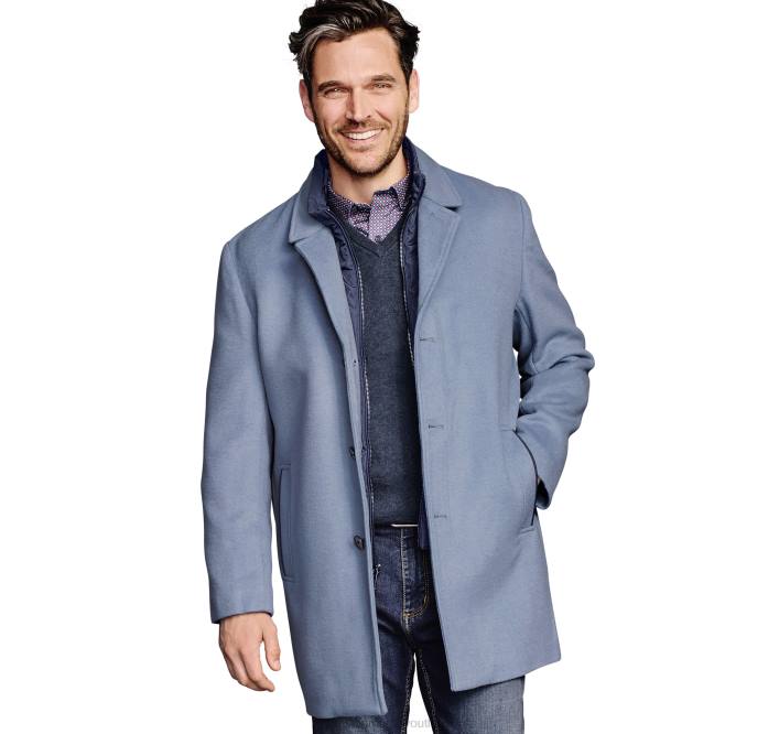 Johnston & Murphy Hommes manteau en laine mélangée avec plastron TXRN900 vêtements poudre bleue