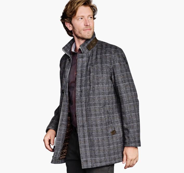 Johnston & Murphy Hommes manteau en laine mélangée à carreaux TXRN846 vêtements plaid charbon de bois