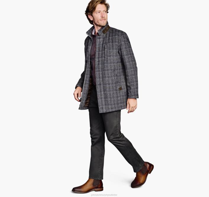Johnston & Murphy Hommes manteau en laine mélangée à carreaux TXRN846 vêtements plaid charbon de bois