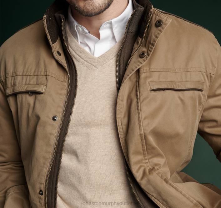 Johnston & Murphy Hommes veste en coton antique TXRN707 vêtements chameau