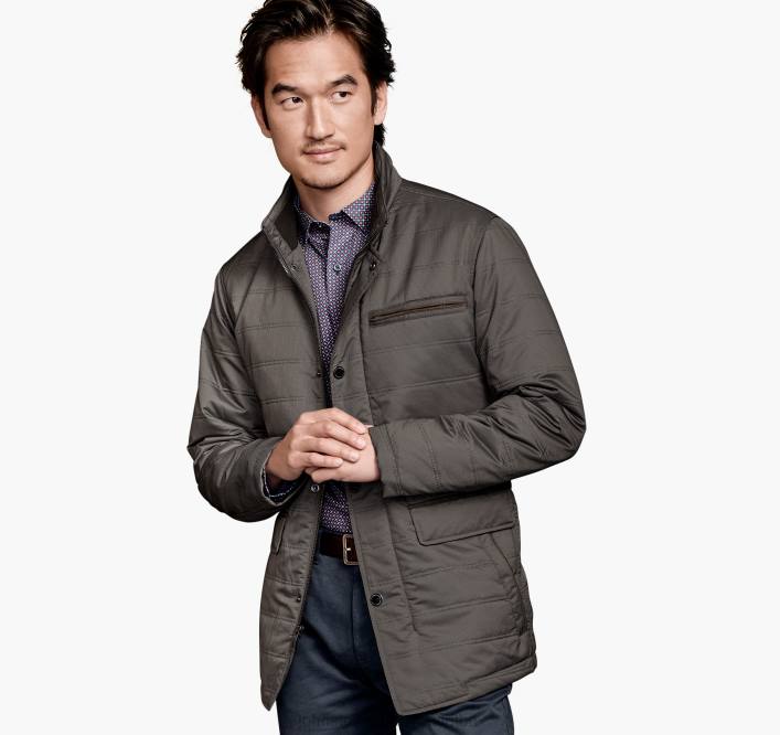 Johnston & Murphy Hommes veste matelassée à perforations TXRN764 vêtements taupe