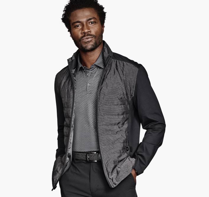 Johnston & Murphy Hommes veste matelassée sur le devant xc4 performance TXRN816 vêtements noir