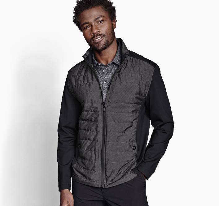 Johnston & Murphy Hommes veste matelassée sur le devant xc4 performance TXRN816 vêtements noir