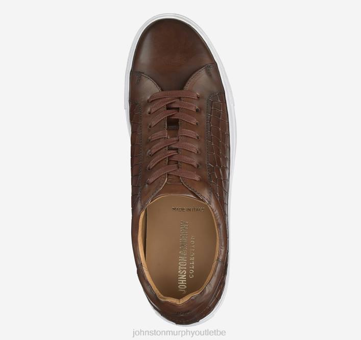 Johnston & Murphy unisexe jake de la dentelle aux orteils TXRN386 chaussures cuir de veau italien embossé croco beige foncé